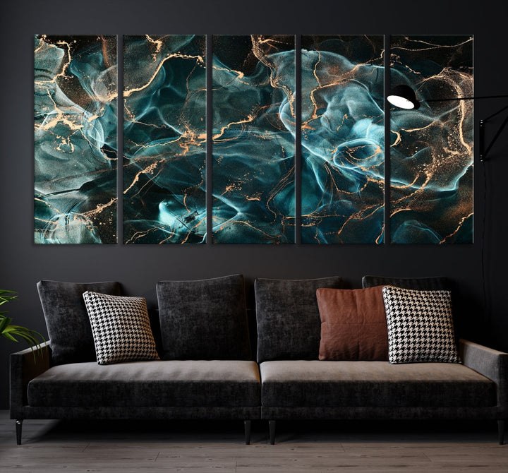 Abstract Marble Smokey Effect Painting Large Canvas Art Print for Wall Decor