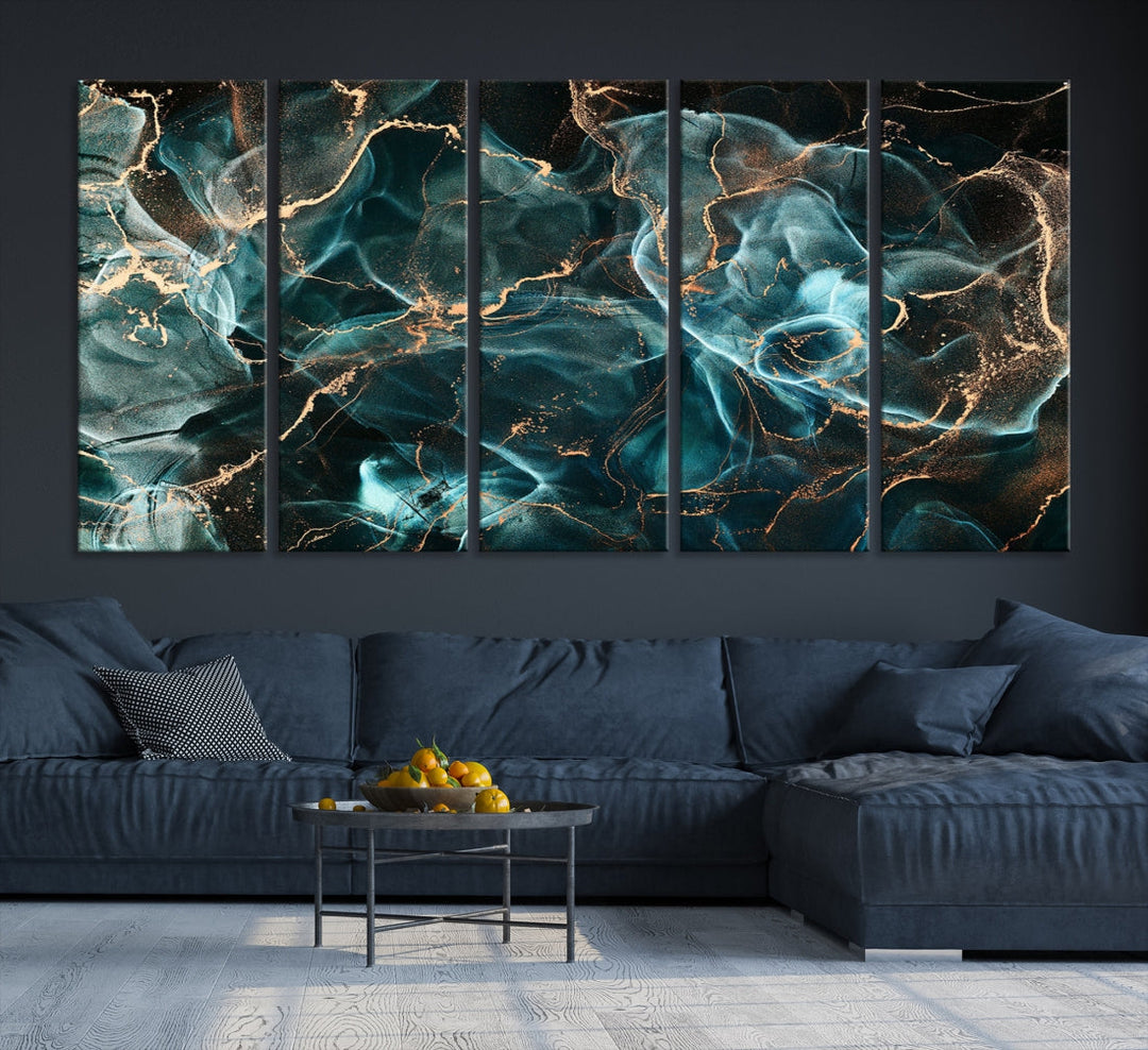 Abstract Marble Smokey Effect Painting Large Canvas Art Print for Wall Decor