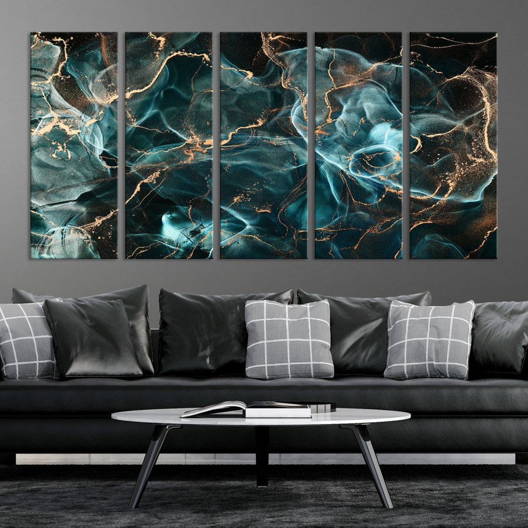 Abstract Marble Smokey Effect Painting Large Canvas Art Print for Wall Decor