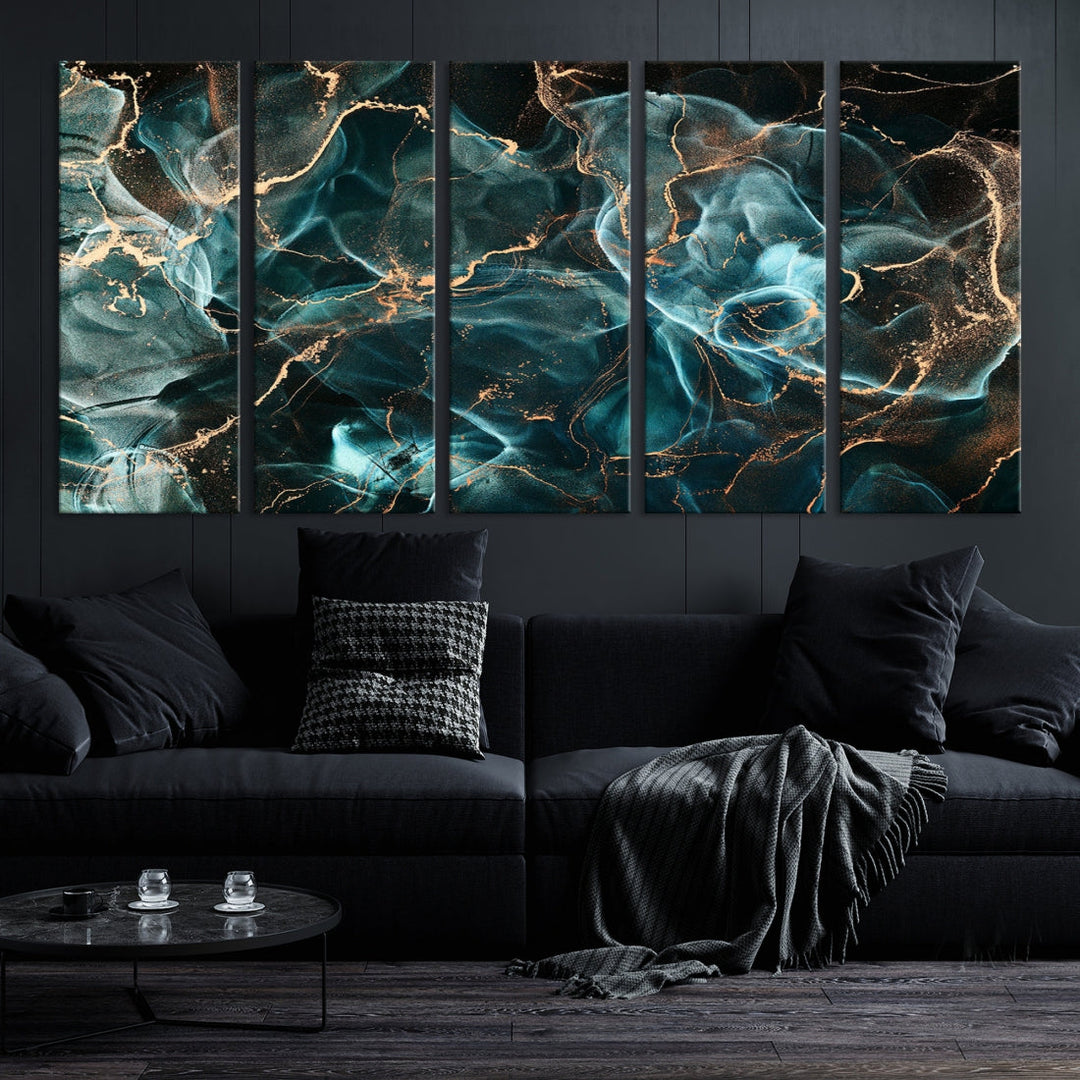 Abstract Marble Smokey Effect Painting Large Canvas Art Print for Wall Decor