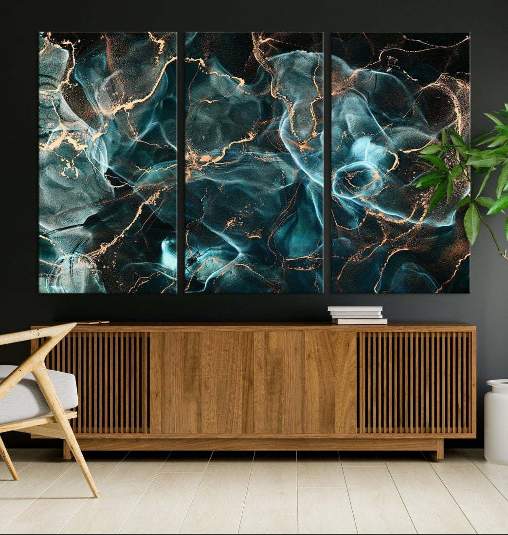 Abstract Marble Smokey Effect Painting Large Canvas Art Print for Wall Decor