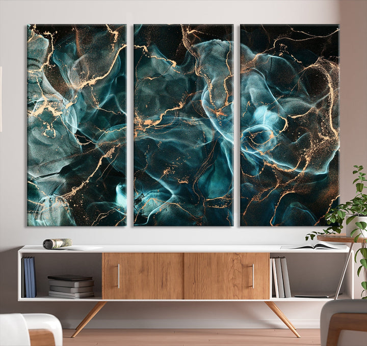 Abstract Marble Smokey Effect Painting Large Canvas Art Print for Wall Decor