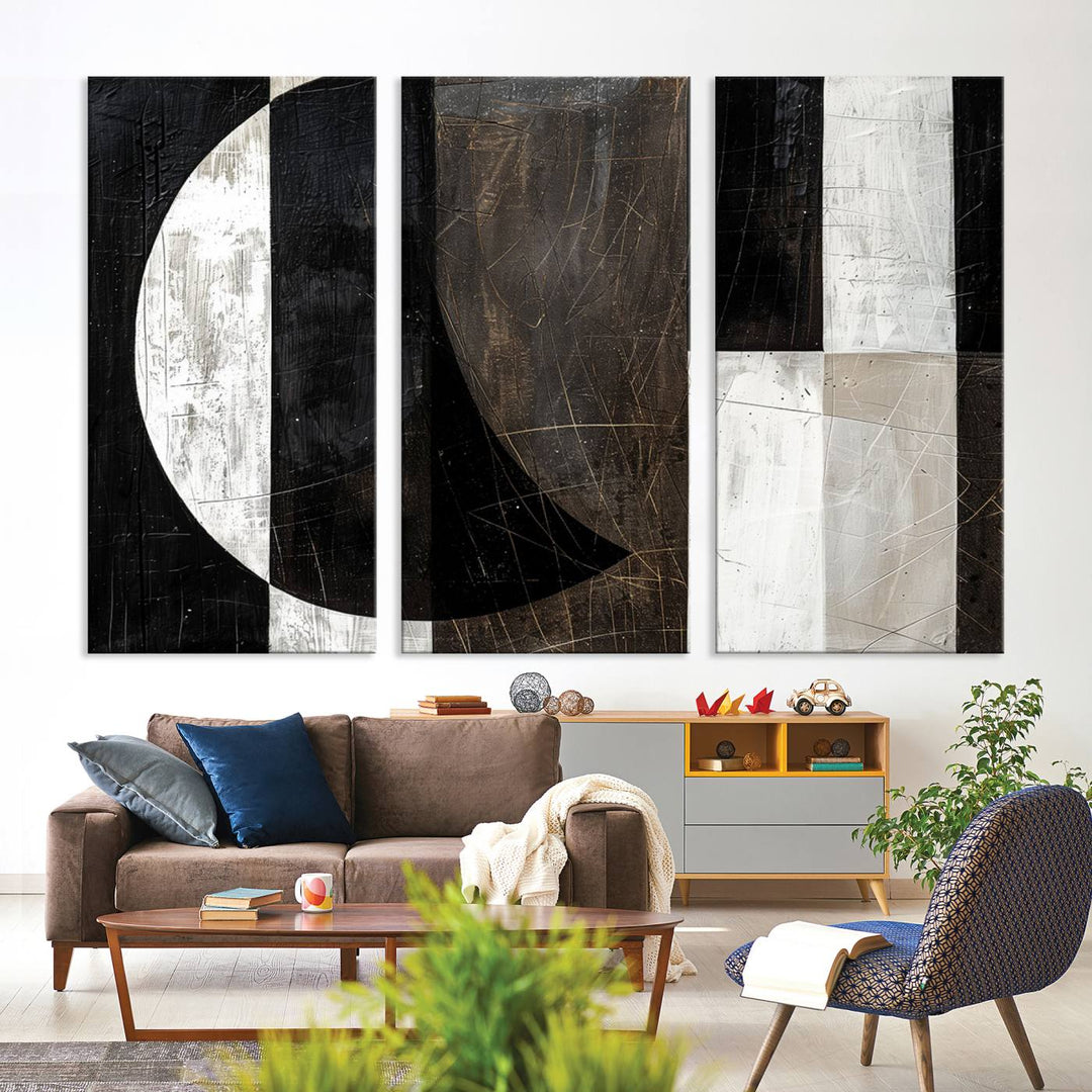 Abstract Modern Wabi Sabi Wall Art Canvas Print Set, Minimalist Wall Art, Mid Century Art Print