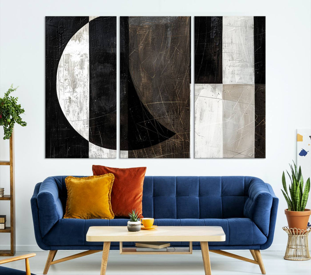 Abstract Modern Wabi Sabi Wall Art Canvas Print Set, Minimalist Wall Art, Mid Century Art Print