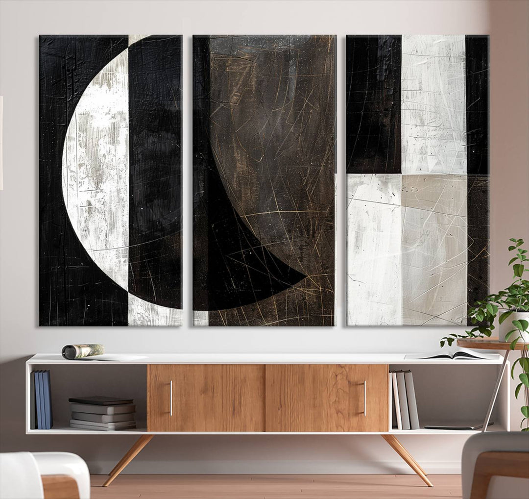 Abstract Modern Wabi Sabi Wall Art Canvas Print Set, Minimalist Wall Art, Mid Century Art Print