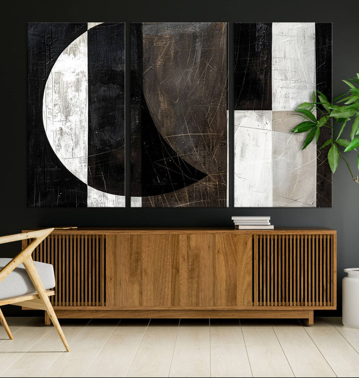 Abstract Modern Wabi Sabi Wall Art Canvas Print Set, Minimalist Wall Art, Mid Century Art Print