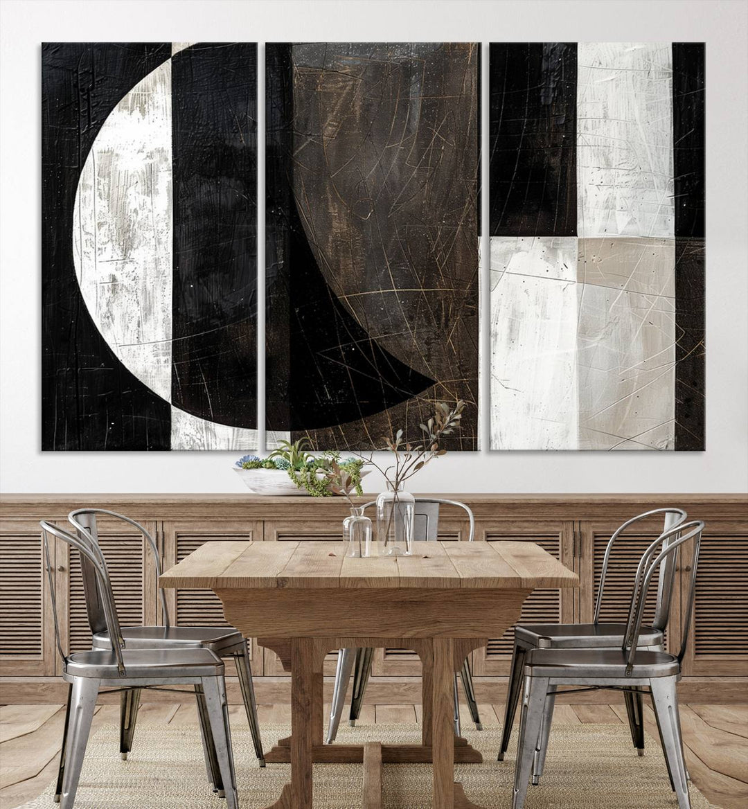 Abstract Modern Wabi Sabi Wall Art Canvas Print Set, Minimalist Wall Art, Mid Century Art Print