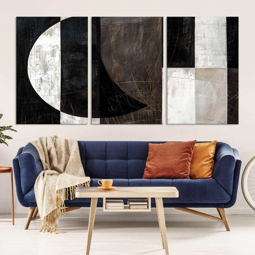 Abstract Modern Wabi Sabi Wall Art Canvas Print Set, Minimalist Wall Art, Mid Century Art Print