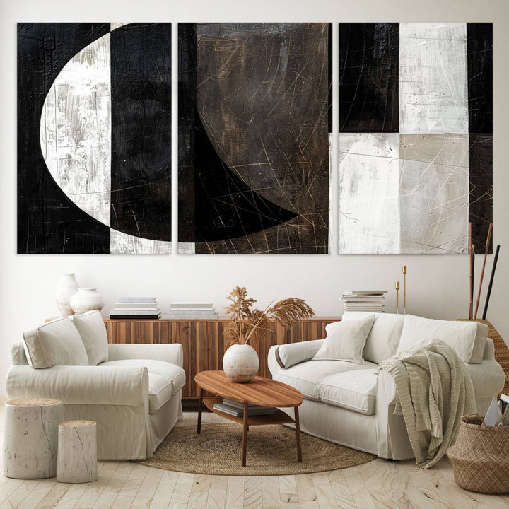 Abstract Modern Wabi Sabi Wall Art Canvas Print Set, Minimalist Wall Art, Mid Century Art Print