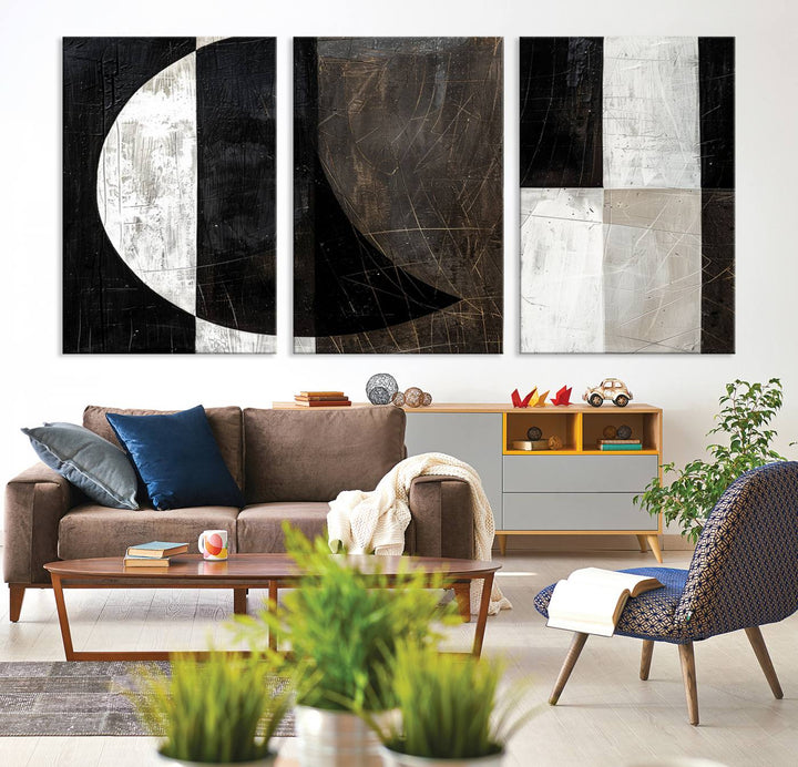 Abstract Modern Wabi Sabi Wall Art Canvas Print Set, Minimalist Wall Art, Mid Century Art Print