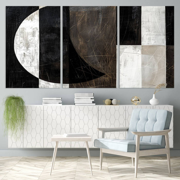 Abstract Modern Wabi Sabi Wall Art Canvas Print Set, Minimalist Wall Art, Mid Century Art Print