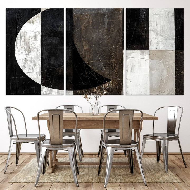 Abstract Modern Wabi Sabi Wall Art Canvas Print Set, Minimalist Wall Art, Mid Century Art Print