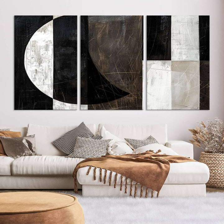 Abstract Modern Wabi Sabi Wall Art Canvas Print Set, Minimalist Wall Art, Mid Century Art Print