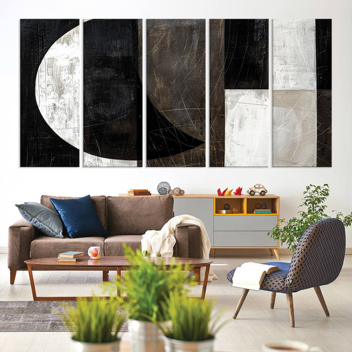 Abstract Modern Wabi Sabi Wall Art Canvas Print Set, Minimalist Wall Art, Mid Century Art Print