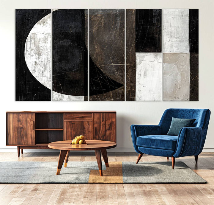 Abstract Modern Wabi Sabi Wall Art Canvas Print Set, Minimalist Wall Art, Mid Century Art Print