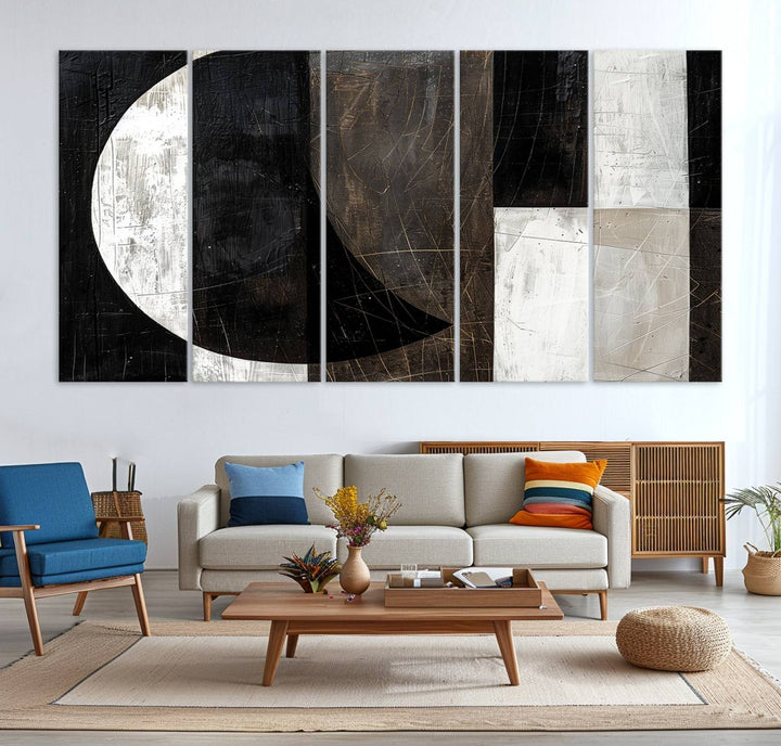 Abstract Modern Wabi Sabi Wall Art Canvas Print Set, Minimalist Wall Art, Mid Century Art Print