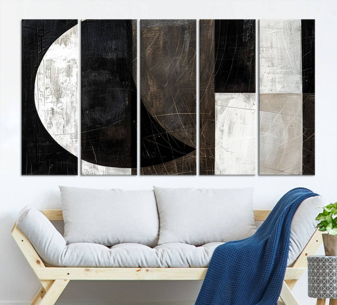 Abstract Modern Wabi Sabi Wall Art Canvas Print Set, Minimalist Wall Art, Mid Century Art Print