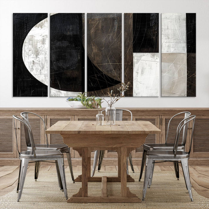 Abstract Modern Wabi Sabi Wall Art Canvas Print Set, Minimalist Wall Art, Mid Century Art Print