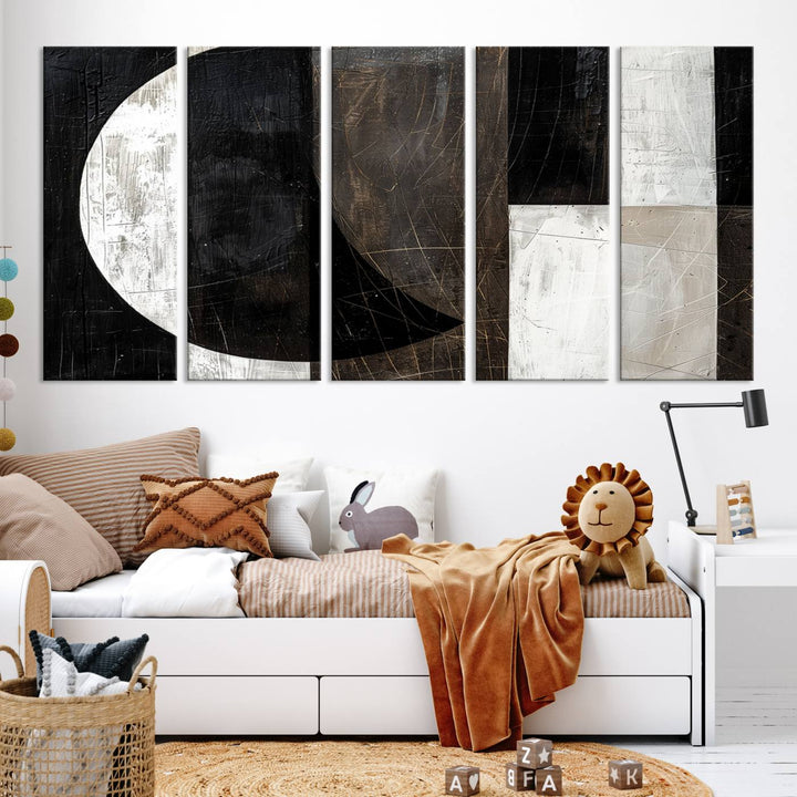 Abstract Modern Wabi Sabi Wall Art Canvas Print Set, Minimalist Wall Art, Mid Century Art Print