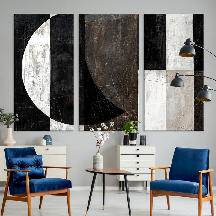 Abstract Modern Wabi Sabi Wall Art Canvas Print Set, Minimalist Wall Art, Mid Century Art Print