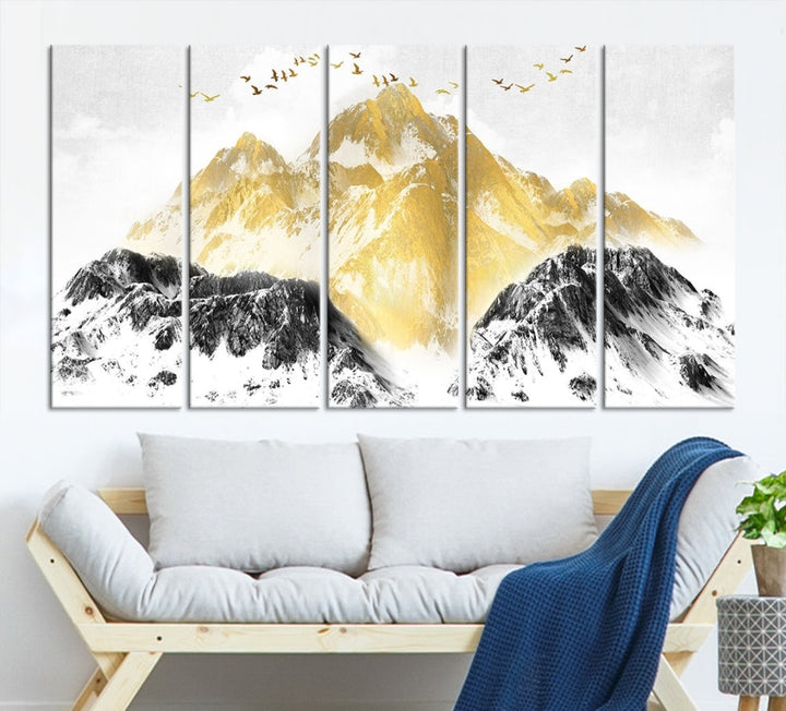 Abstract Mountain Wall Art Print, Landscape Painting Set of , Large Canvas Print, Nature Wall Art, Modern Living Room Decor