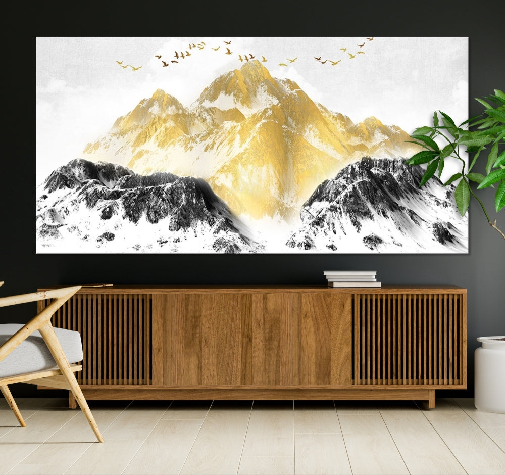 Abstract Mountain Wall Art Print, Landscape Painting Set of , Large Canvas Print, Nature Wall Art, Modern Living Room Decor