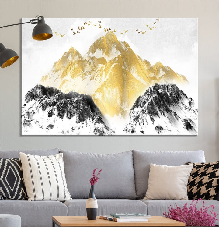 Abstract Mountain Wall Art Print, Landscape Painting Set of , Large Canvas Print, Nature Wall Art, Modern Living Room Decor