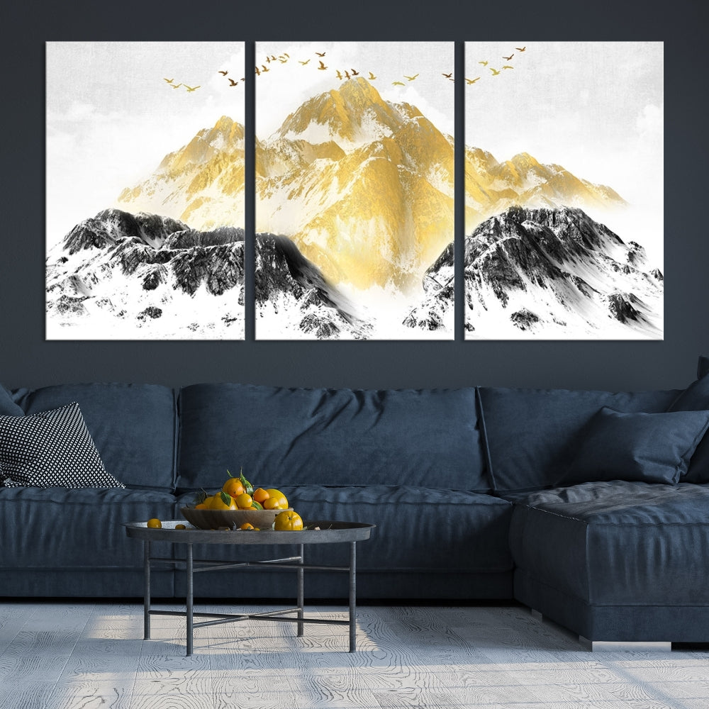 Abstract Mountain Wall Art Print, Landscape Painting Set of , Large Canvas Print, Nature Wall Art, Modern Living Room Decor