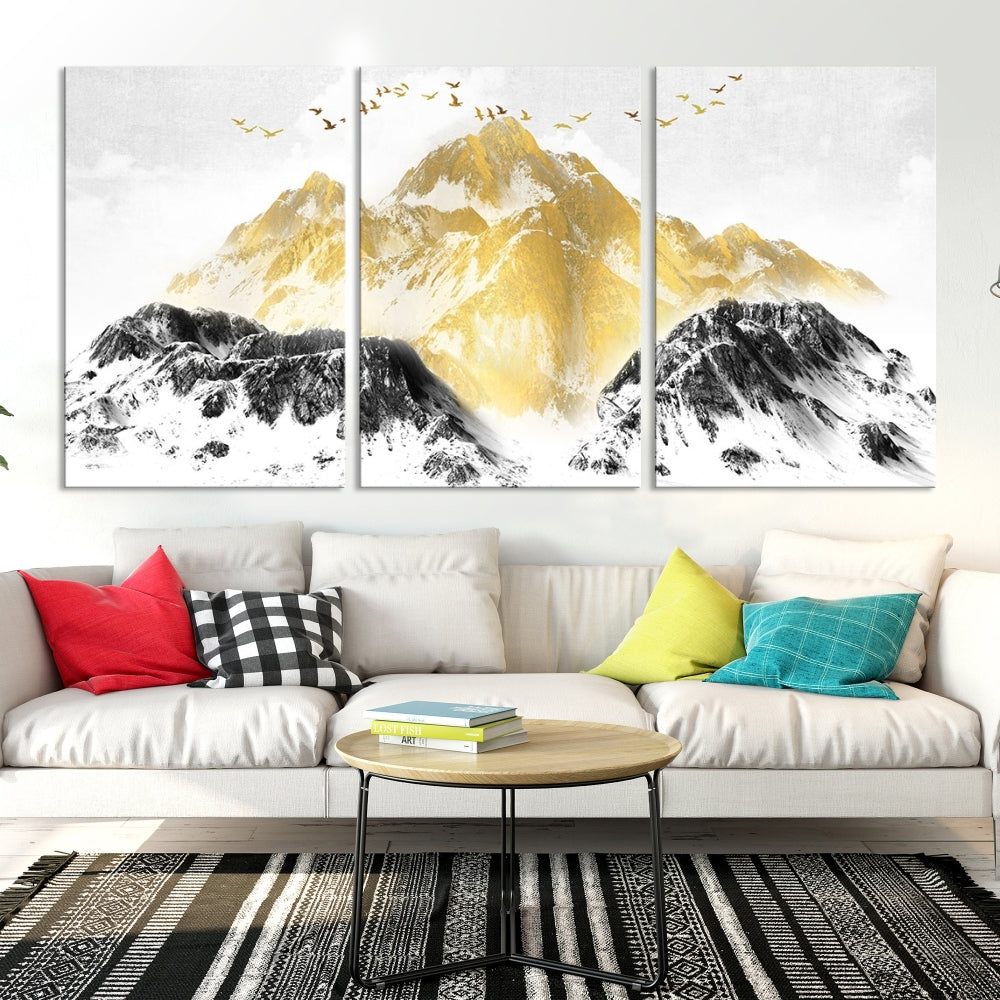 Abstract Mountain Wall Art Print, Landscape Painting Set of , Large Canvas Print, Nature Wall Art, Modern Living Room Decor