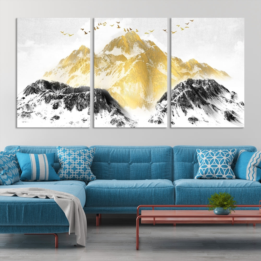 Abstract Mountain Wall Art Print, Landscape Painting Set of , Large Canvas Print, Nature Wall Art, Modern Living Room Decor