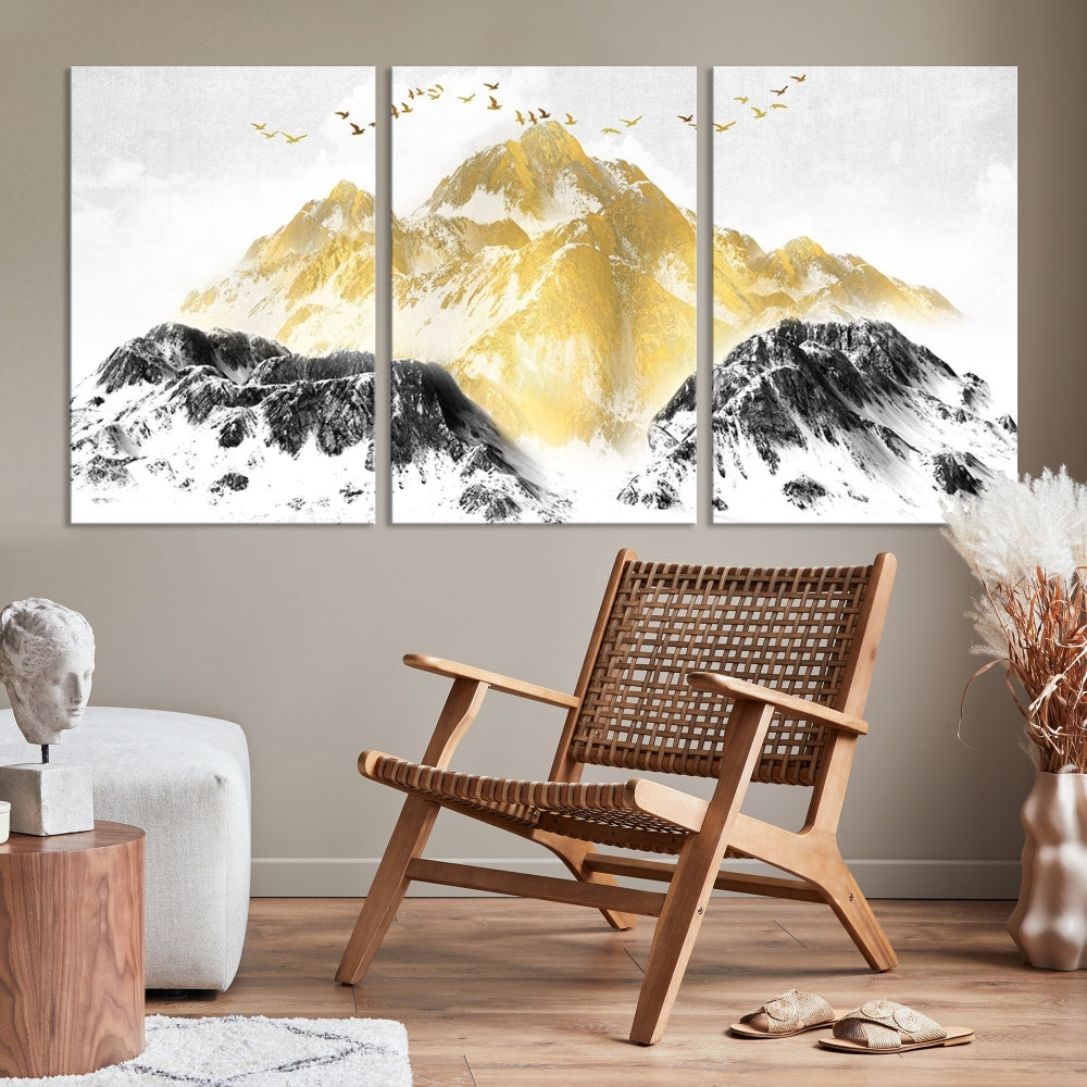 Abstract Mountain Wall Art Print, Landscape Painting Set of , Large Canvas Print, Nature Wall Art, Modern Living Room Decor