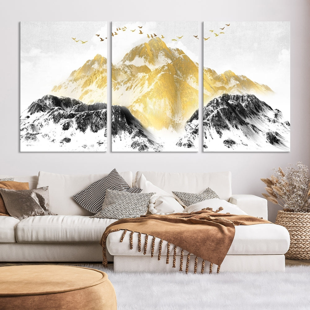 Abstract Mountain Wall Art Print, Landscape Painting Set of , Large Canvas Print, Nature Wall Art, Modern Living Room Decor