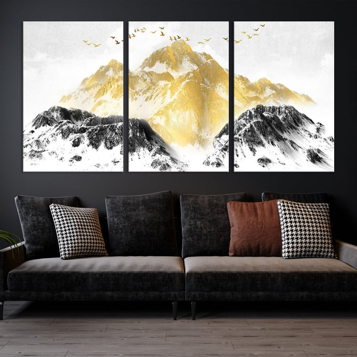 Abstract Mountain Wall Art Print, Landscape Painting Set of , Large Canvas Print, Nature Wall Art, Modern Living Room Decor