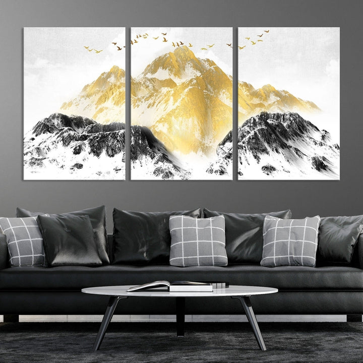 Abstract Mountain Wall Art Print, Landscape Painting Set of , Large Canvas Print, Nature Wall Art, Modern Living Room Decor