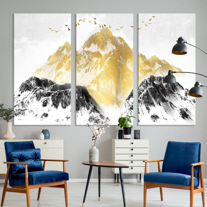 Abstract Mountain Wall Art Print, Landscape Painting Set of , Large Canvas Print, Nature Wall Art, Modern Living Room Decor