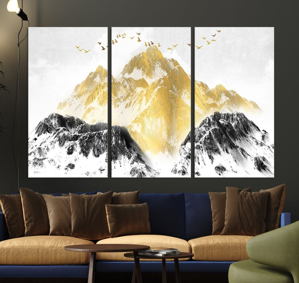 Abstract Mountain Wall Art Print, Landscape Painting Set of , Large Canvas Print, Nature Wall Art, Modern Living Room Decor