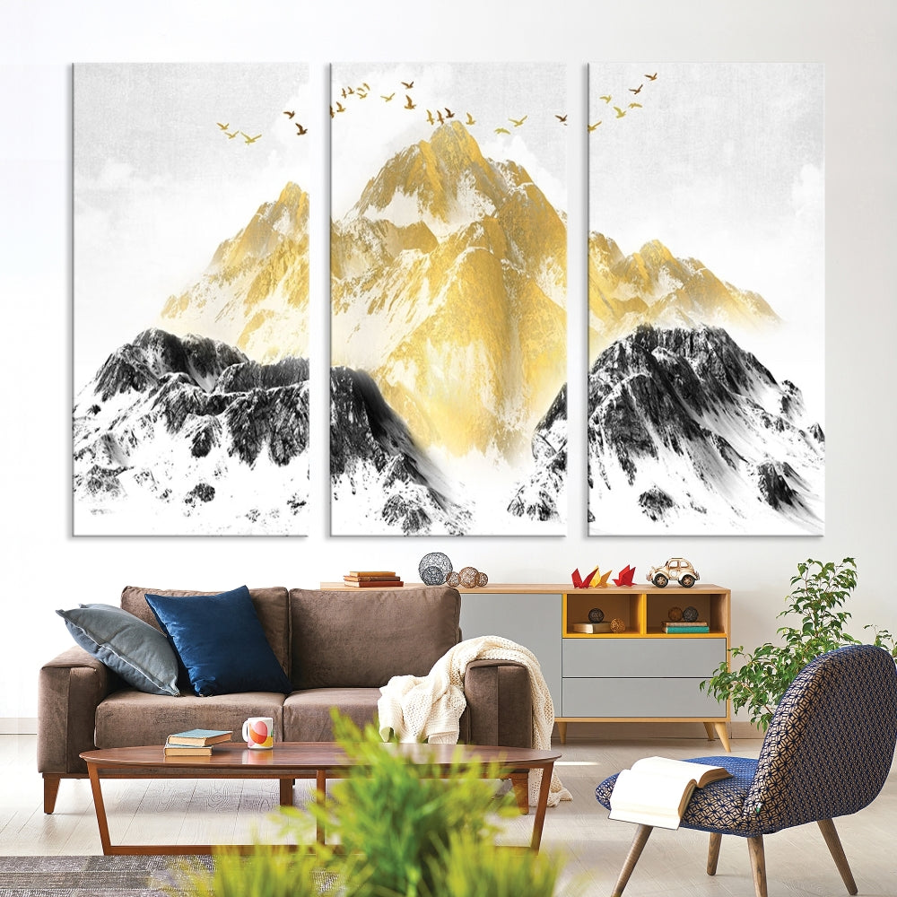 Abstract Mountain Wall Art Print, Landscape Painting Set of , Large Canvas Print, Nature Wall Art, Modern Living Room Decor