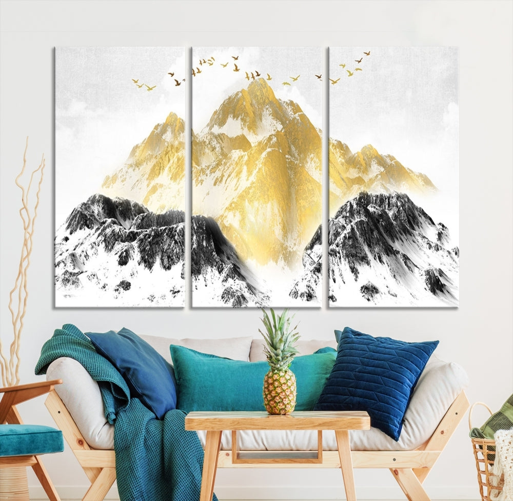 Abstract Mountain Wall Art Print, Landscape Painting Set of , Large Canvas Print, Nature Wall Art, Modern Living Room Decor