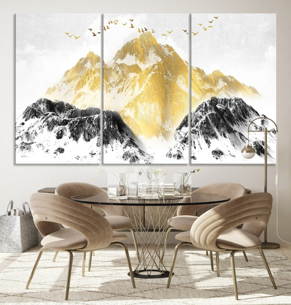 Abstract Mountain Wall Art Print, Landscape Painting Set of , Large Canvas Print, Nature Wall Art, Modern Living Room Decor