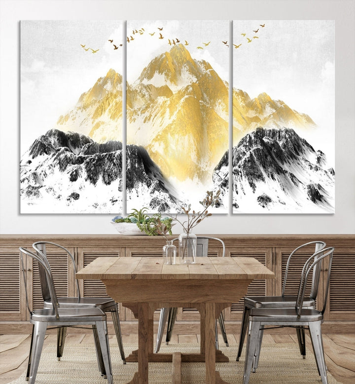 Abstract Mountain Wall Art Print, Landscape Painting Set of , Large Canvas Print, Nature Wall Art, Modern Living Room Decor