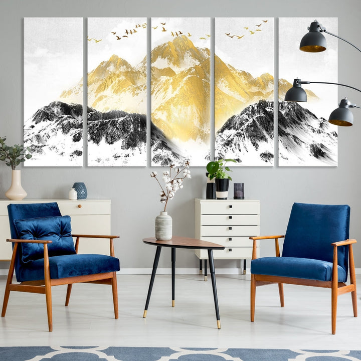 Abstract Mountain Wall Art Print, Landscape Painting Set of , Large Canvas Print, Nature Wall Art, Modern Living Room Decor