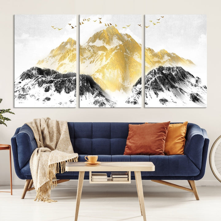 Abstract Mountain Wall Art Print, Landscape Painting Set of , Large Canvas Print, Nature Wall Art, Modern Living Room Decor