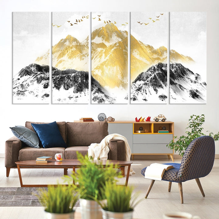 Abstract Mountain Wall Art Print, Landscape Painting Set of , Large Canvas Print, Nature Wall Art, Modern Living Room Decor