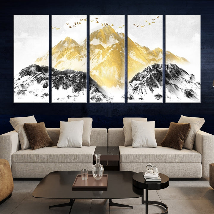 Abstract Mountain Wall Art Print, Landscape Painting Set of , Large Canvas Print, Nature Wall Art, Modern Living Room Decor