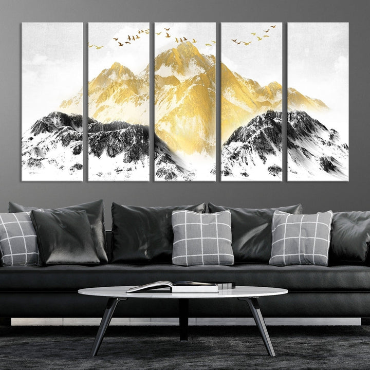 Abstract Mountain Wall Art Print, Landscape Painting Set of , Large Canvas Print, Nature Wall Art, Modern Living Room Decor