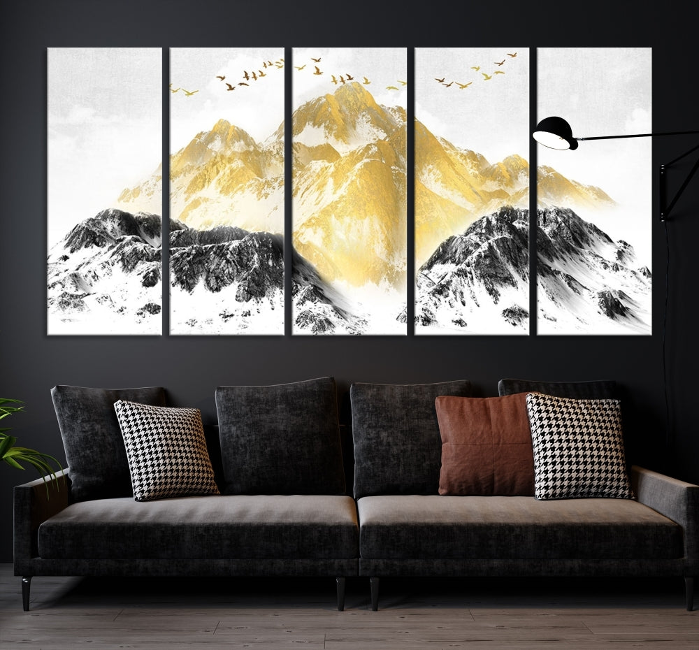 Abstract Mountain Wall Art Print, Landscape Painting Set of , Large Canvas Print, Nature Wall Art, Modern Living Room Decor