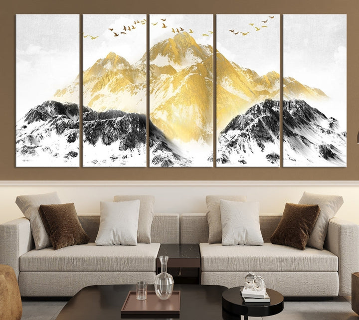 Abstract Mountain Wall Art Print, Landscape Painting Set of , Large Canvas Print, Nature Wall Art, Modern Living Room Decor