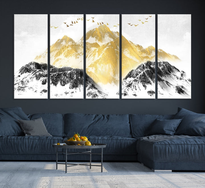 Abstract Mountain Wall Art Print, Landscape Painting Set of , Large Canvas Print, Nature Wall Art, Modern Living Room Decor