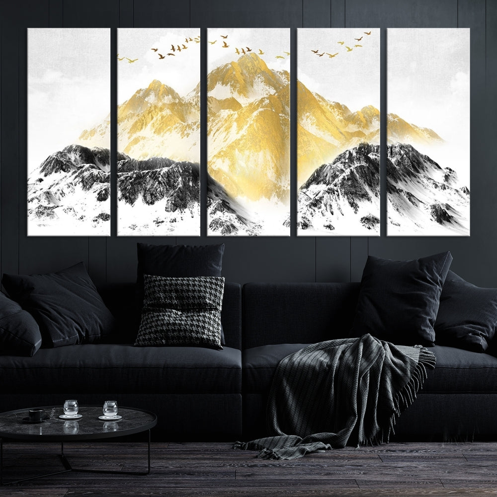 Abstract Mountain Wall Art Print, Landscape Painting Set of , Large Canvas Print, Nature Wall Art, Modern Living Room Decor