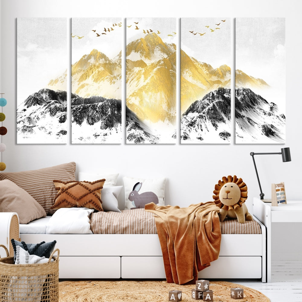 Abstract Mountain Wall Art Print, Landscape Painting Set of , Large Canvas Print, Nature Wall Art, Modern Living Room Decor